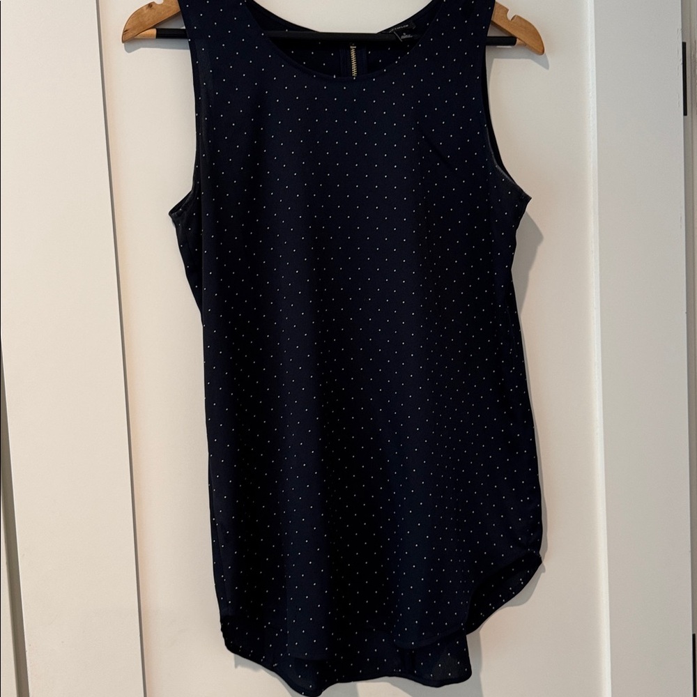 Ann Taylor Midnight Black/Blue Polka Dot Top